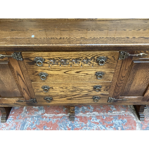 181 - A Webber Furniture carved oak dresser - approx. 163cm high x 187cm wide x 43cm deep