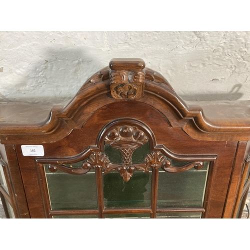 182 - A Victorian style carved mahogany wall hanging display cabinet - approx. 65cm high x 68cm wide x 19c... 