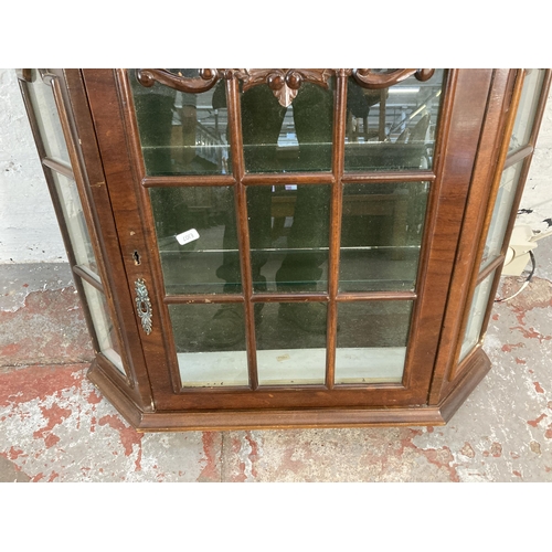 182 - A Victorian style carved mahogany wall hanging display cabinet - approx. 65cm high x 68cm wide x 19c... 