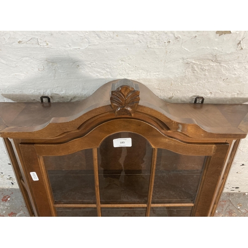 183 - A stained beech wall hanging display cabinet - approx. 71cm high x 68cm wide x 18cm deep