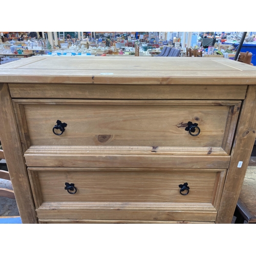 192 - A Mexican pine chest of drawers - approx. 131cm high x 92cm wide x 48cm deep