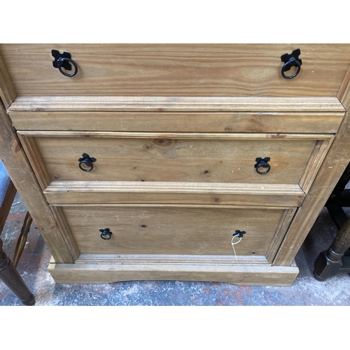 192 - A Mexican pine chest of drawers - approx. 131cm high x 92cm wide x 48cm deep