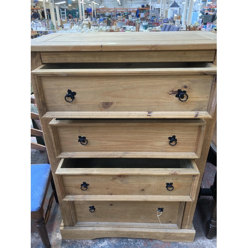 192 - A Mexican pine chest of drawers - approx. 131cm high x 92cm wide x 48cm deep