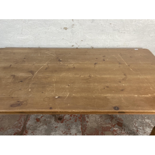 2 - A Victorian style pine farmhouse dining table - approx. 77cm high x 91cm wide x 183cm long