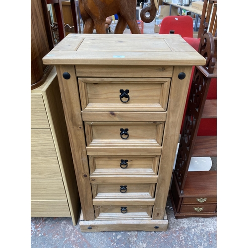 202 - A Mexican pine chest of drawers - approx. 104cm high x 53cm wide x 39cm deep