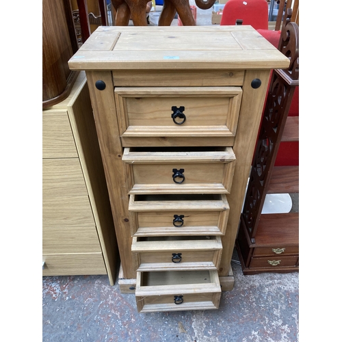 202 - A Mexican pine chest of drawers - approx. 104cm high x 53cm wide x 39cm deep