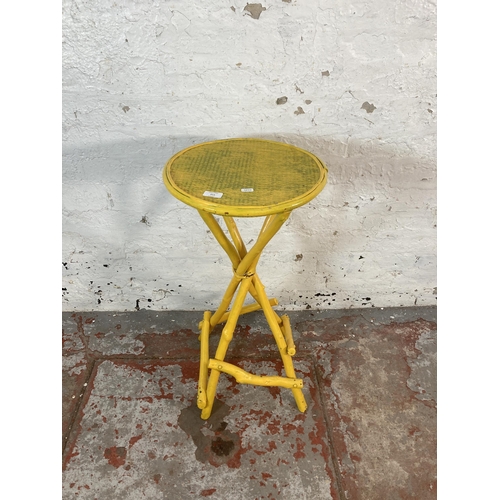 213 - A Victorian yellow painted bamboo circular top side table - approx. 72cm high x 37cm diameter