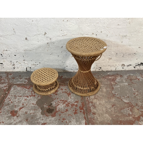 216 - Two mid 20th century wicker stools - approx. 46cm high x 34cm diameter