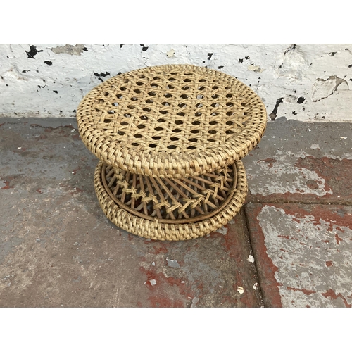 216 - Two mid 20th century wicker stools - approx. 46cm high x 34cm diameter