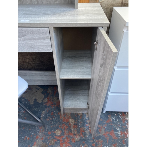 39 - A modern grey wood effect dressing table with Sainsbury's folding chair