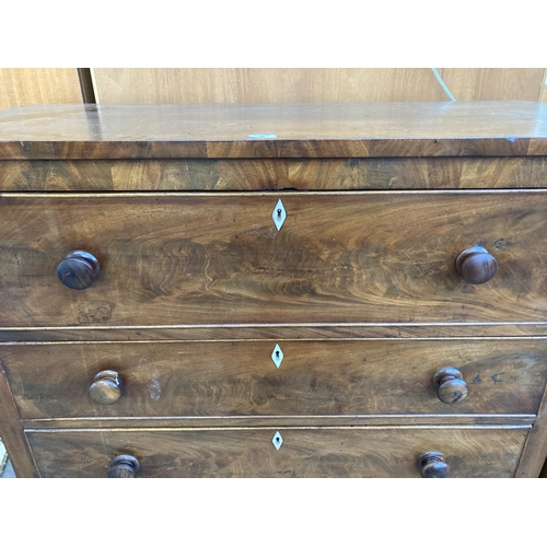 50 - A 19th century mahogany secretaire chest of drawers - approx. 120cm high x 109cm wide x 42cm deep