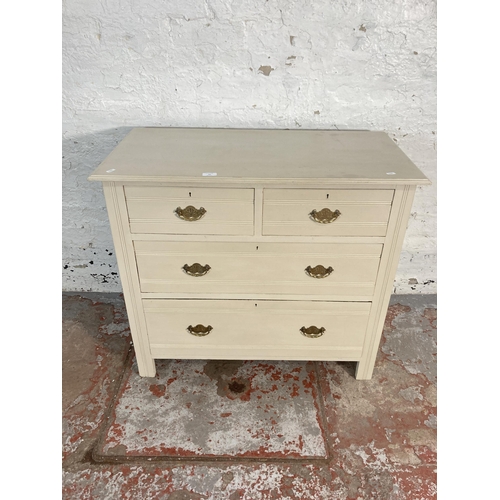 62 - An Edwardian grey painted chest of drawers - approx. 81cm high x 92cm wide x 46cm deep