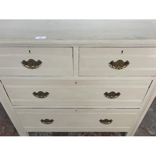 62 - An Edwardian grey painted chest of drawers - approx. 81cm high x 92cm wide x 46cm deep