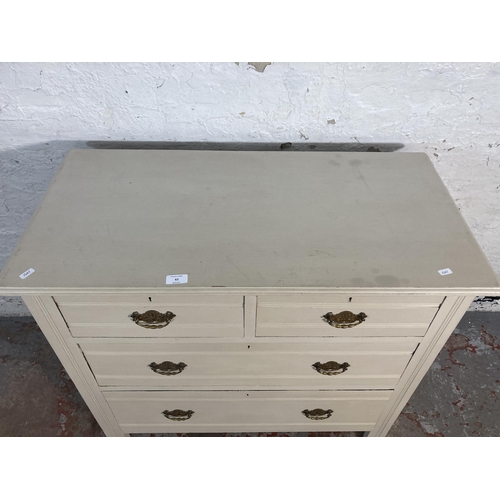 62 - An Edwardian grey painted chest of drawers - approx. 81cm high x 92cm wide x 46cm deep