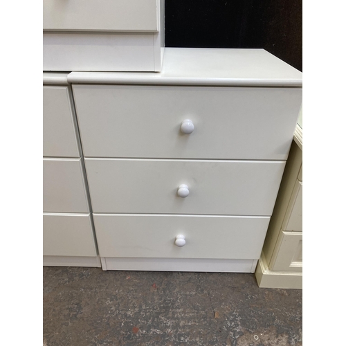 66 - Three modern white laminate bedside chests of drawers