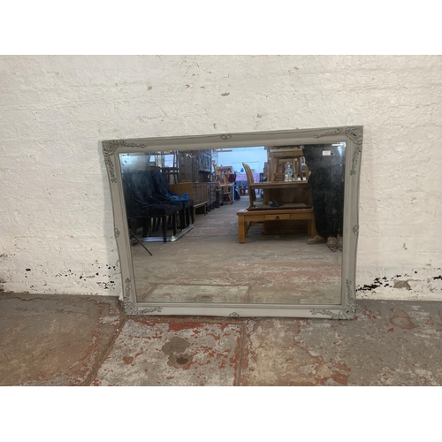 69A - A William Wood Designs grey painted framed bevelled edge wall mirror - approx. 106cm high x 136cm wi... 