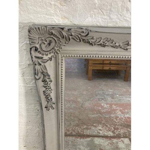 69A - A William Wood Designs grey painted framed bevelled edge wall mirror - approx. 106cm high x 136cm wi... 