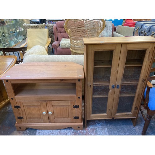 190 - Two pieces of pine furniture, one TV stand and one display cabinet