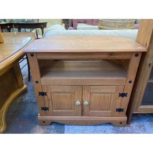 190 - Two pieces of pine furniture, one TV stand and one display cabinet