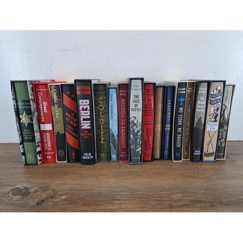 1031 - Seventeen The Folio Society war related hardback books to include 'No Cloak, No Dagger', 'Berlin The... 