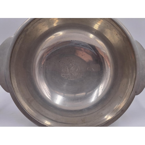 2427 - A late 20th century Culfonia pewter quaich presented to Group Captain Iain Panton RAFRO