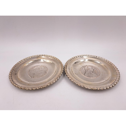 2429 - Two 20th century B.A. Sevadjian Ethiopian .830 silver dishes - approx. 166g and 11cm diameter