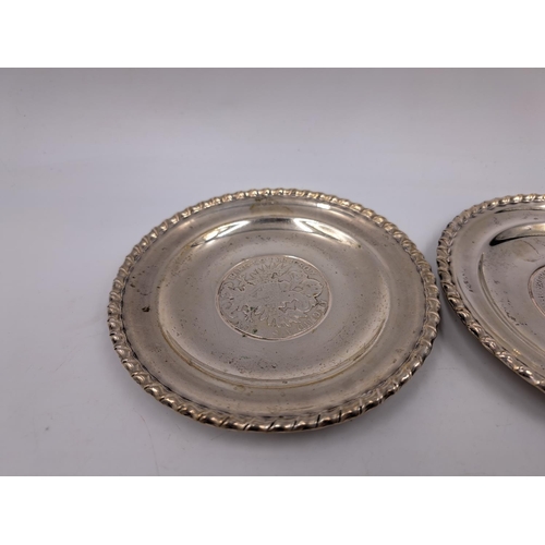 2429 - Two 20th century B.A. Sevadjian Ethiopian .830 silver dishes - approx. 166g and 11cm diameter