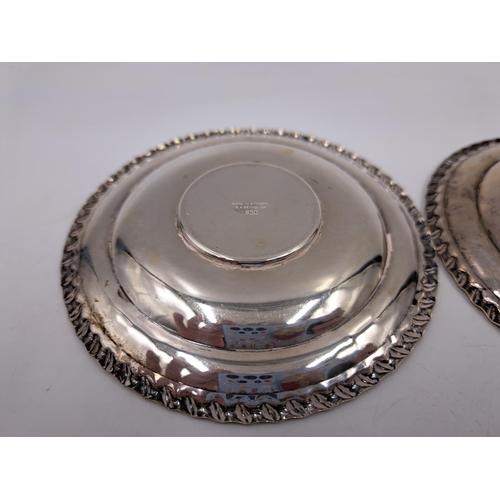 2429 - Two 20th century B.A. Sevadjian Ethiopian .830 silver dishes - approx. 166g and 11cm diameter