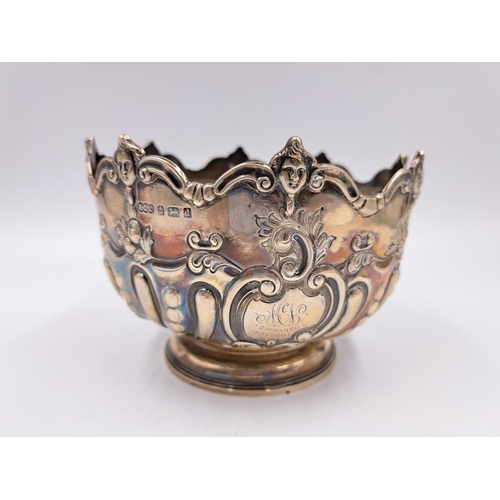 2435 - An Edwardian Elkington & Co. hallmarked Birmingham silver pedestal bowl with repoussé decoration, da... 