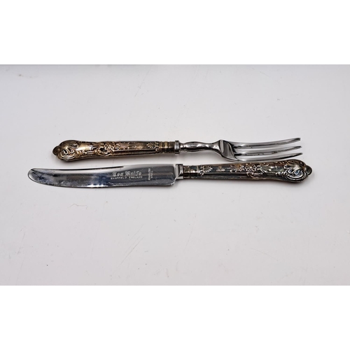 2441 - Two mid 20th century cased Harrison Brothers six piece hallmarked Sheffield silver handled knife and... 