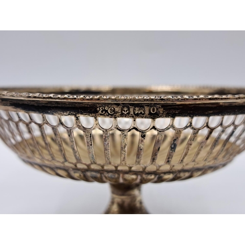 2442 - An Elkington & Co. hallmarked Birmingham weighted silver pedestal bon bon dish - approx. 7cm high x ... 