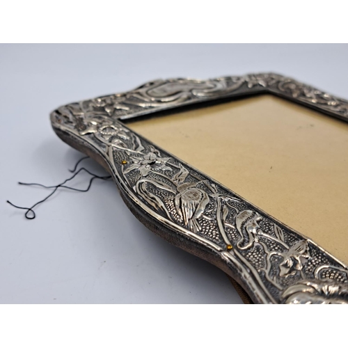 2444 - An Art Nouveau hallmarked Birmingham silver photo frame - approx. 19cm high x 15cm wide