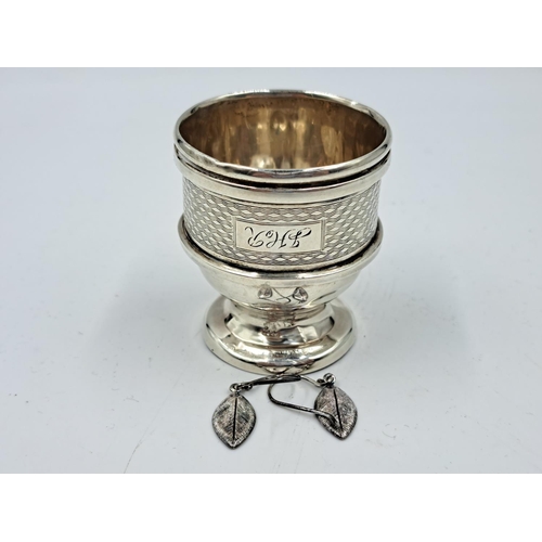 2459 - Two pieces of silver, one hallmarked Birmingham egg cup and one pair of .925 silver earrings - appro... 