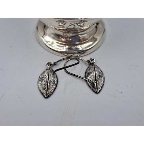 2459 - Two pieces of silver, one hallmarked Birmingham egg cup and one pair of .925 silver earrings - appro... 