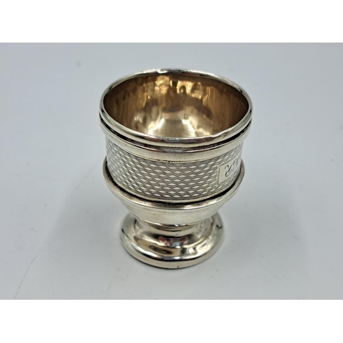 2459 - Two pieces of silver, one hallmarked Birmingham egg cup and one pair of .925 silver earrings - appro... 