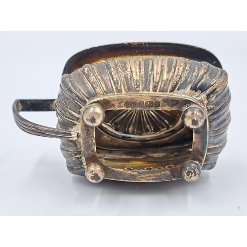 2466 - A Victorian William Devenport hallmarked Birmingham silver condiment pot with blue glass insert and ... 