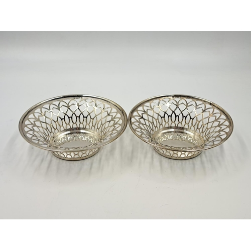 2501 - A pair of George V Charles S Green & Co. Ltd. hallmarked Birmingham pierced silver bon bon dishes, d... 