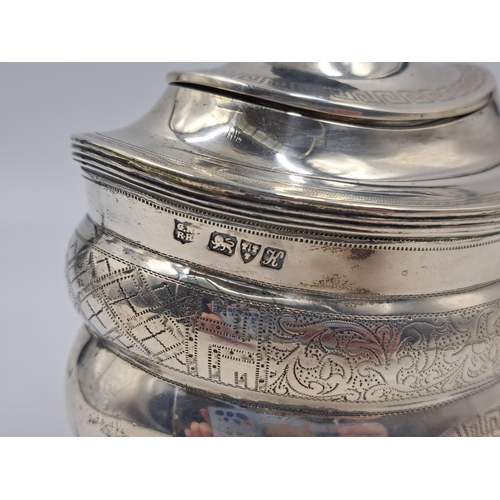 2504 - An Edwardian George Nathan & Ridley Hayes hallmarked Chester silver lidded tea caddy, dated 1910 - a... 