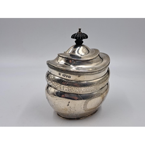 2504 - An Edwardian George Nathan & Ridley Hayes hallmarked Chester silver lidded tea caddy, dated 1910 - a... 