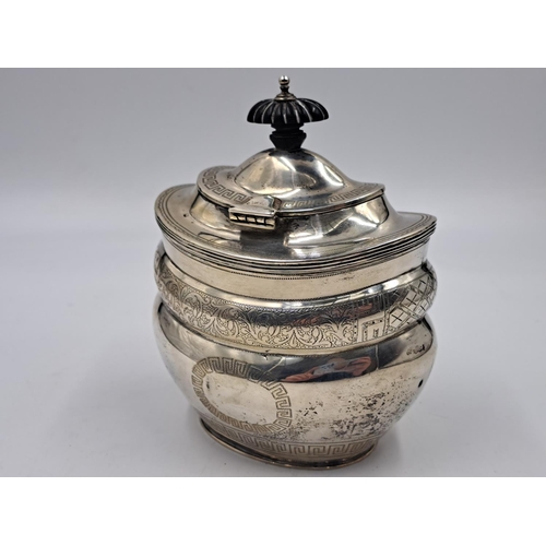 2504 - An Edwardian George Nathan & Ridley Hayes hallmarked Chester silver lidded tea caddy, dated 1910 - a... 