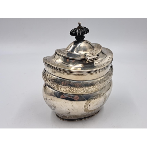 2504 - An Edwardian George Nathan & Ridley Hayes hallmarked Chester silver lidded tea caddy, dated 1910 - a... 