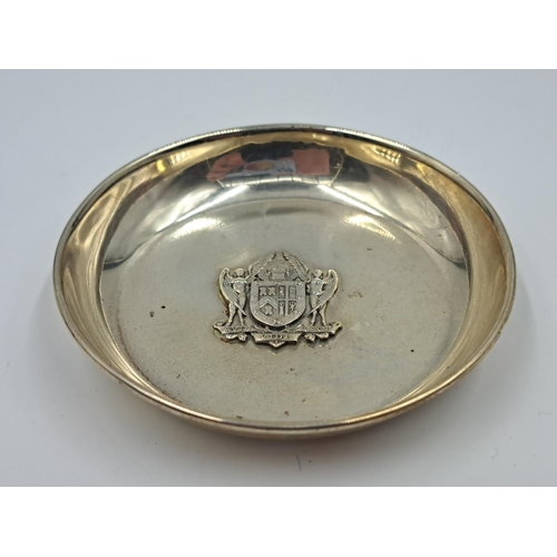 2505 - Two items, one Garrard & Co. Ltd. hallmarked London silver dish with central coat of arms - approx. ... 