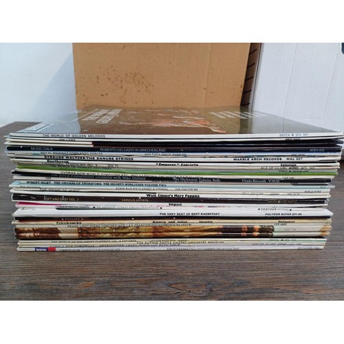 363 - Two boxes containing vinyl records to include The Beatles 'Ballads', classical (see spine images for... 