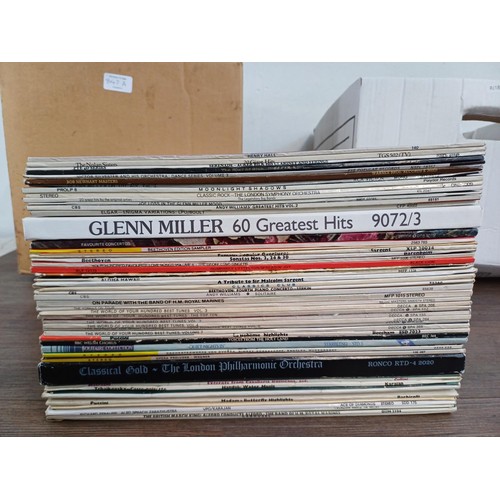 363 - Two boxes containing vinyl records to include The Beatles 'Ballads', classical (see spine images for... 