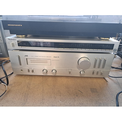 395 - Three items of vintage hi-fi, one Marantz TT42 two-speed turntable, one Technics ST-S4T two-band Qua... 