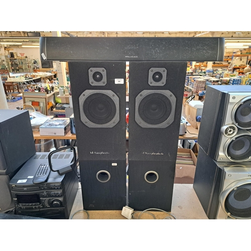 400 - Two Wharfedale items, one pair of floor standing speakers and one Vista 100 soundbar