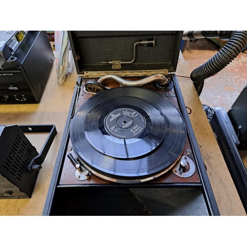 405 - Two items, one The ALBA portable gramophone with winding handle and records and one Philips MC-200 M... 