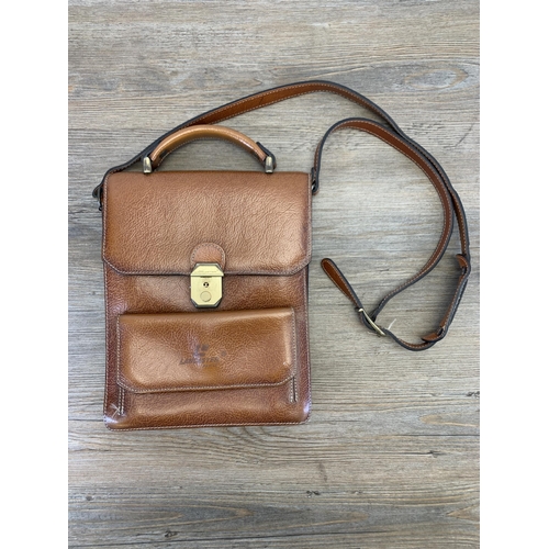 938 - A vintage Lancaster of Paris brown leather satchel