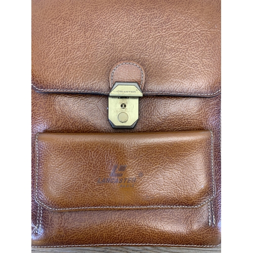 938 - A vintage Lancaster of Paris brown leather satchel