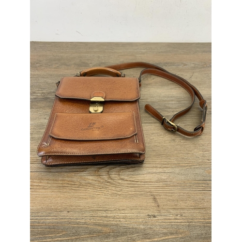 938 - A vintage Lancaster of Paris brown leather satchel